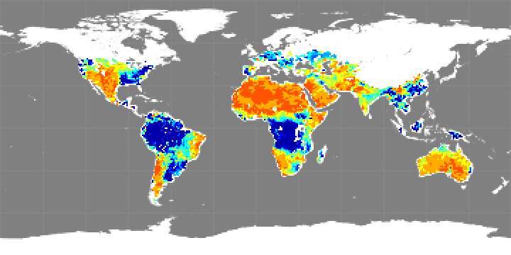 Monthly composite map of soil moisture, December 2012.