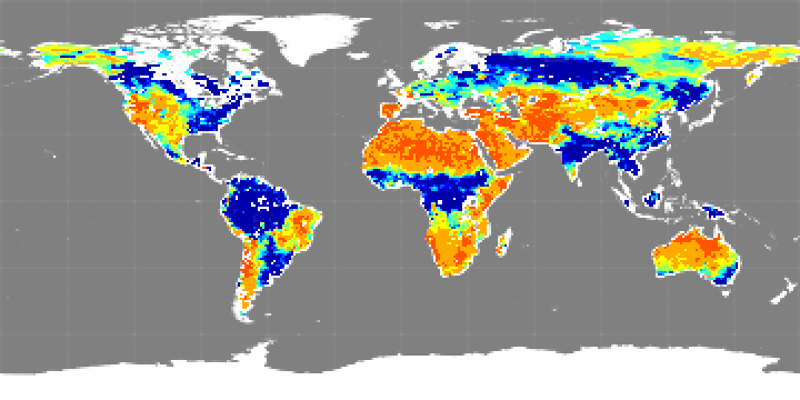 Monthly composite map of soil moisture, July 2013.