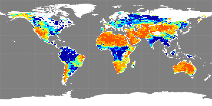Monthly composite map of soil moisture, October 2013.
