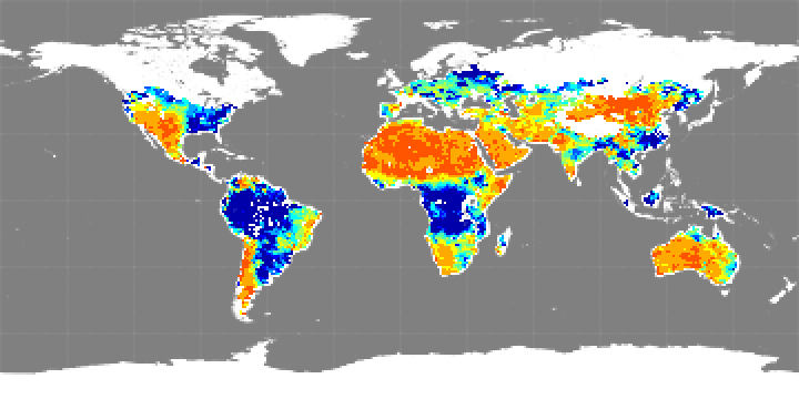 Monthly composite map of soil moisture, March 2014.