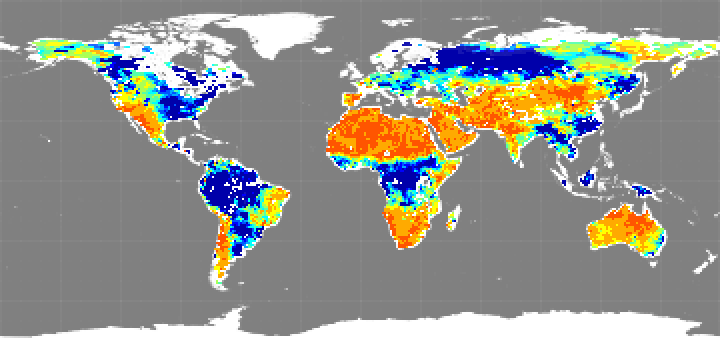 Monthly composite map of soil moisture, May 2015.