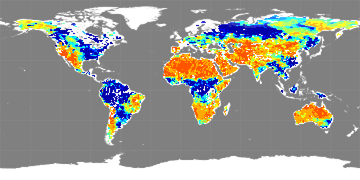 Monthly composite map of soil moisture, June 2015.