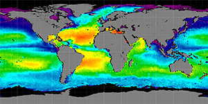 Global sea surface salinity, Autumn 2011