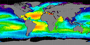 Global sea surface salinity, Autumn 2013