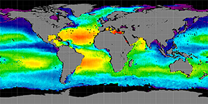 Global sea surface salinity, Autumn 2014