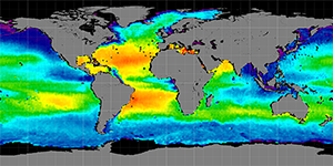 Global sea surface salinity, Spring 2013