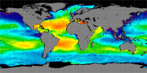 Global sea surface salinity, Winter 2011-2012