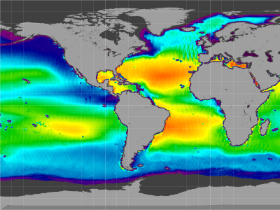Global sea surface salinity, 25-Aug-11 to 05-May-15 (Flat)