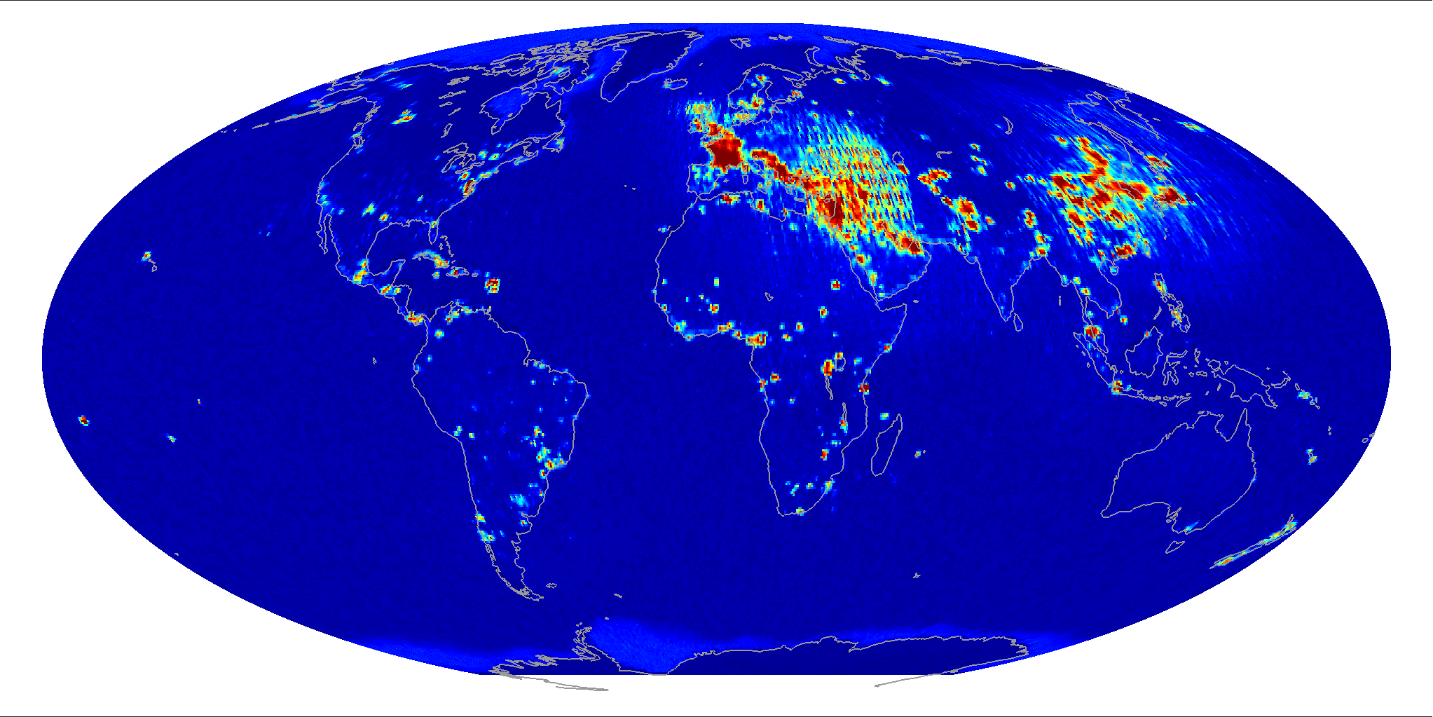 Global radiometer percent RFI, April 2015
