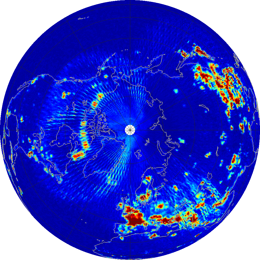 Monthly radiometer RFI at 1.413 GHz, August 2012.