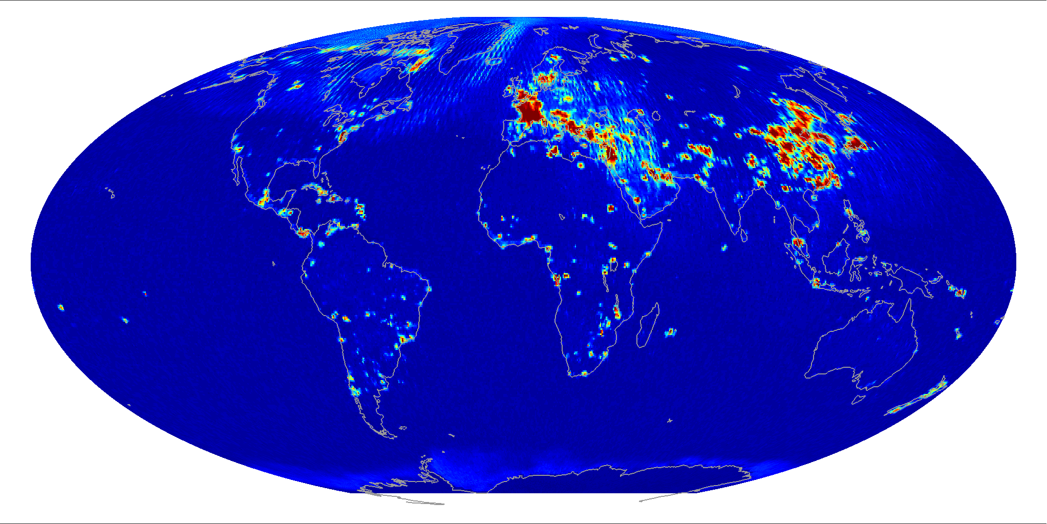 Global radiometer percent RFI, December 2012