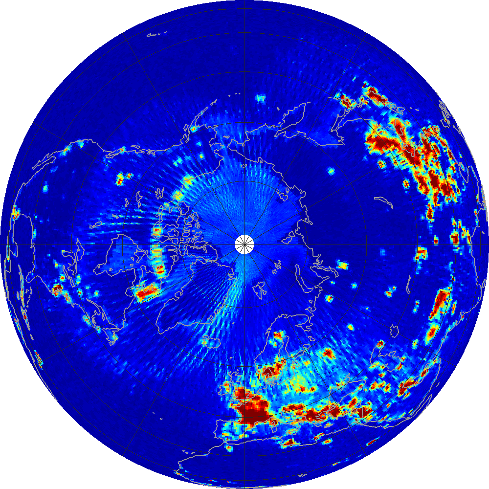 Monthly radiometer RFI at 1.413 GHz, February 2012.