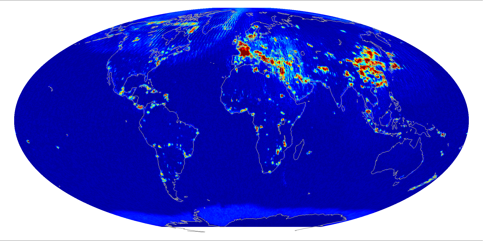 Global radiometer percent RFI, July 2012