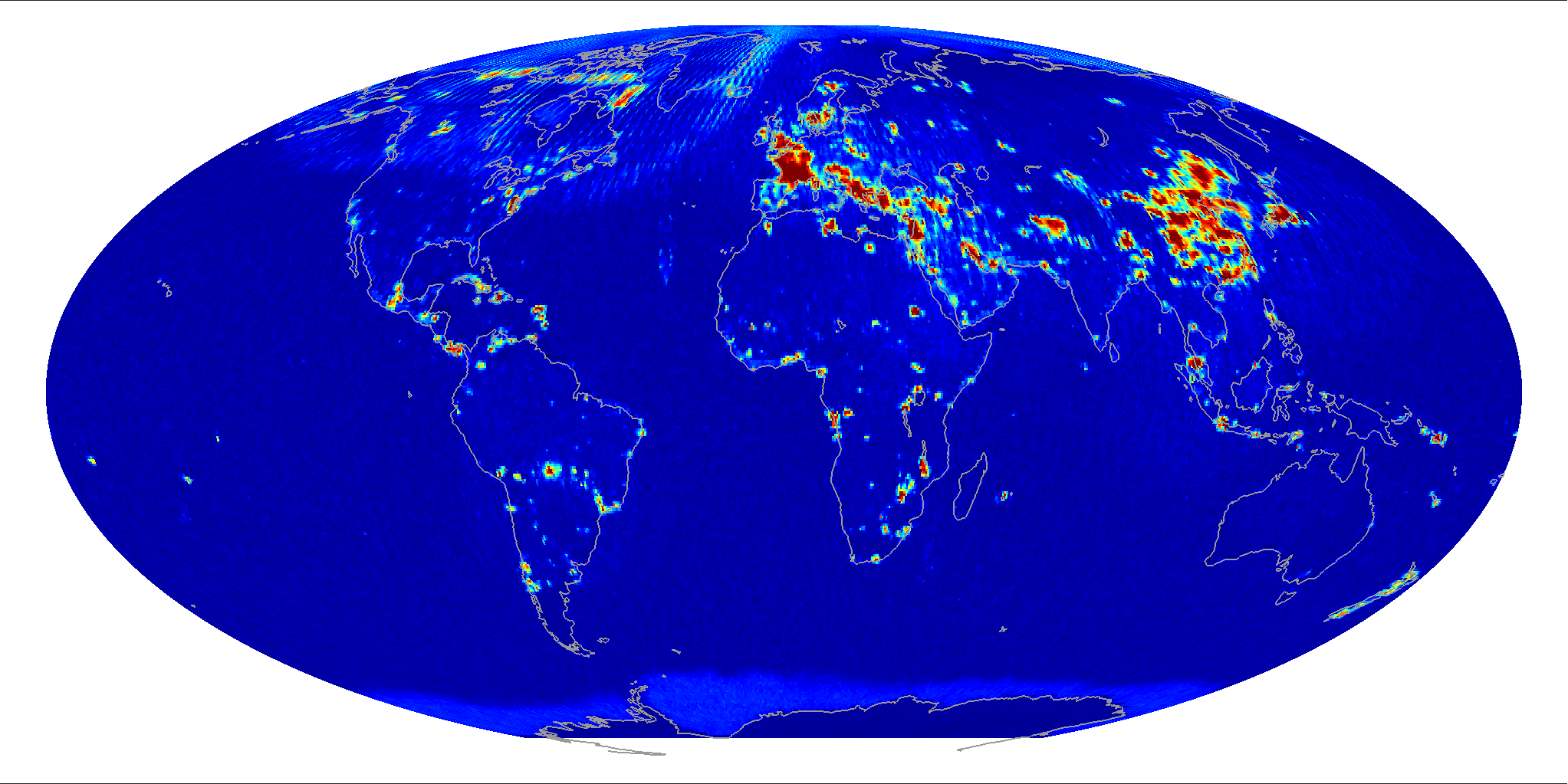 Global radiometer percent RFI, June 2012