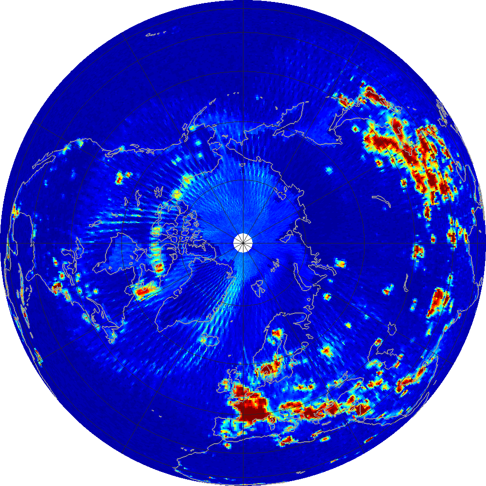 Monthly radiometer RFI at 1.413 GHz, March 2012.