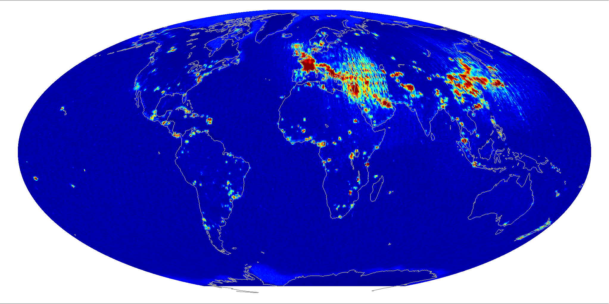 Global radiometer percent RFI, March 2015