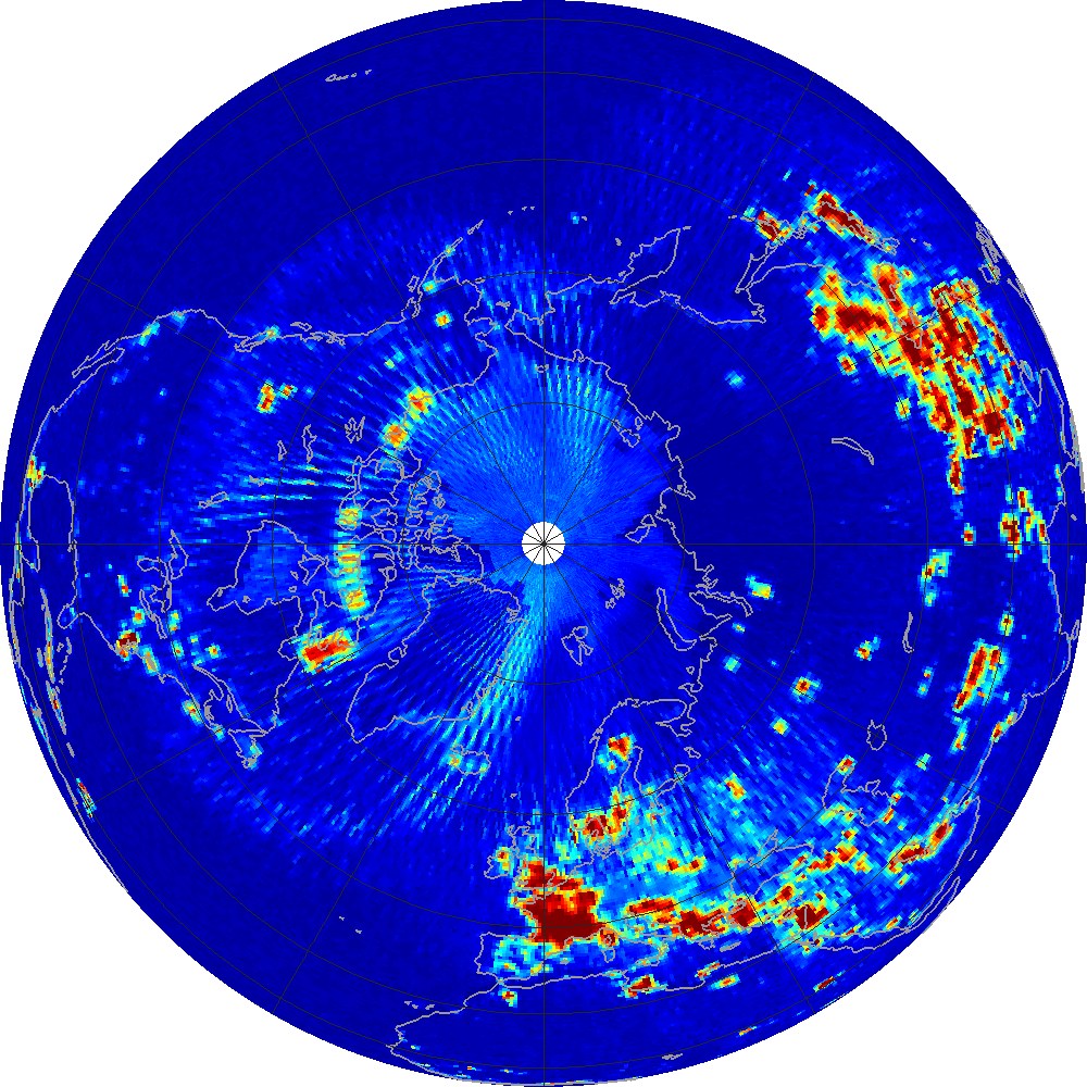 Monthly radiometer RFI at 1.413 GHz, May 2012.