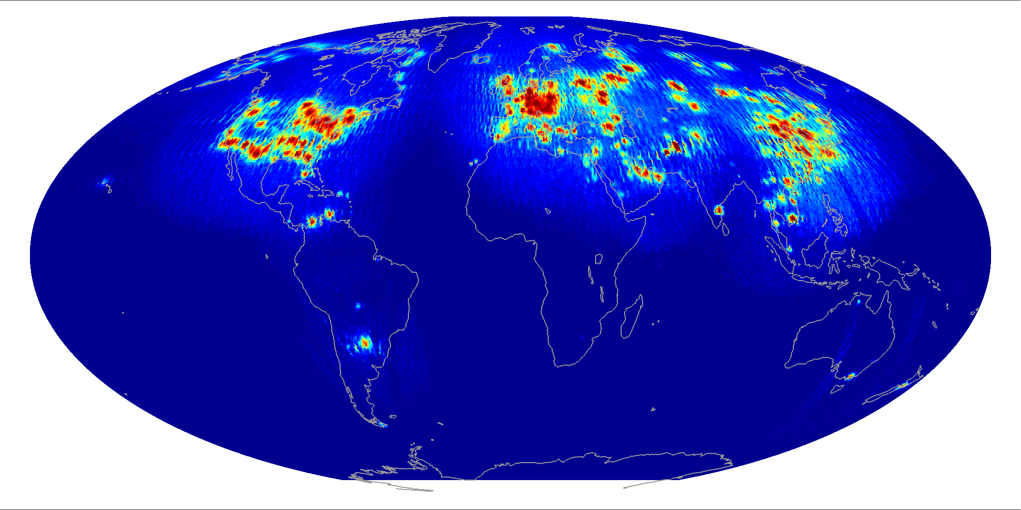 Global scatterometer percent RFI, April 2013