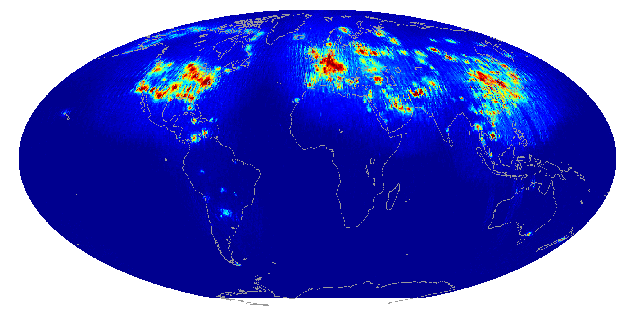 Global scatterometer percent RFI, August 2012