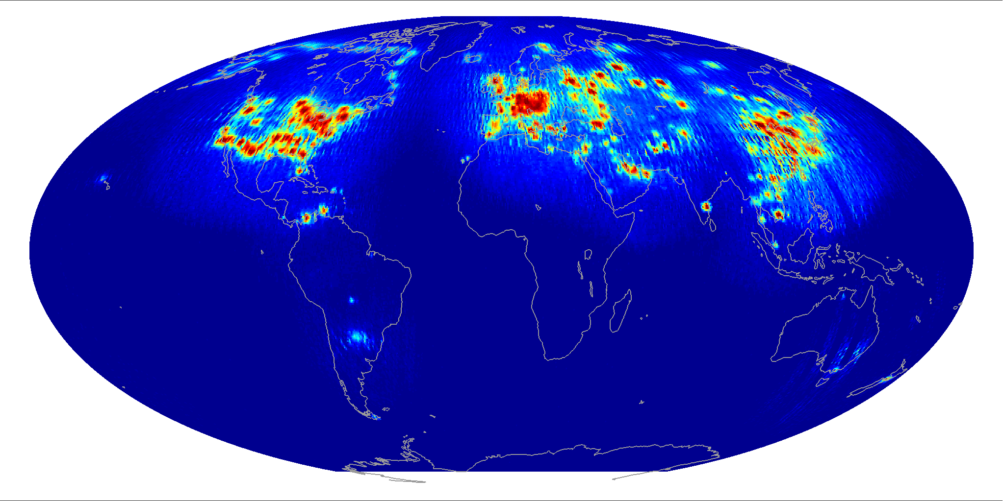 Global scatterometer percent RFI, March 2013