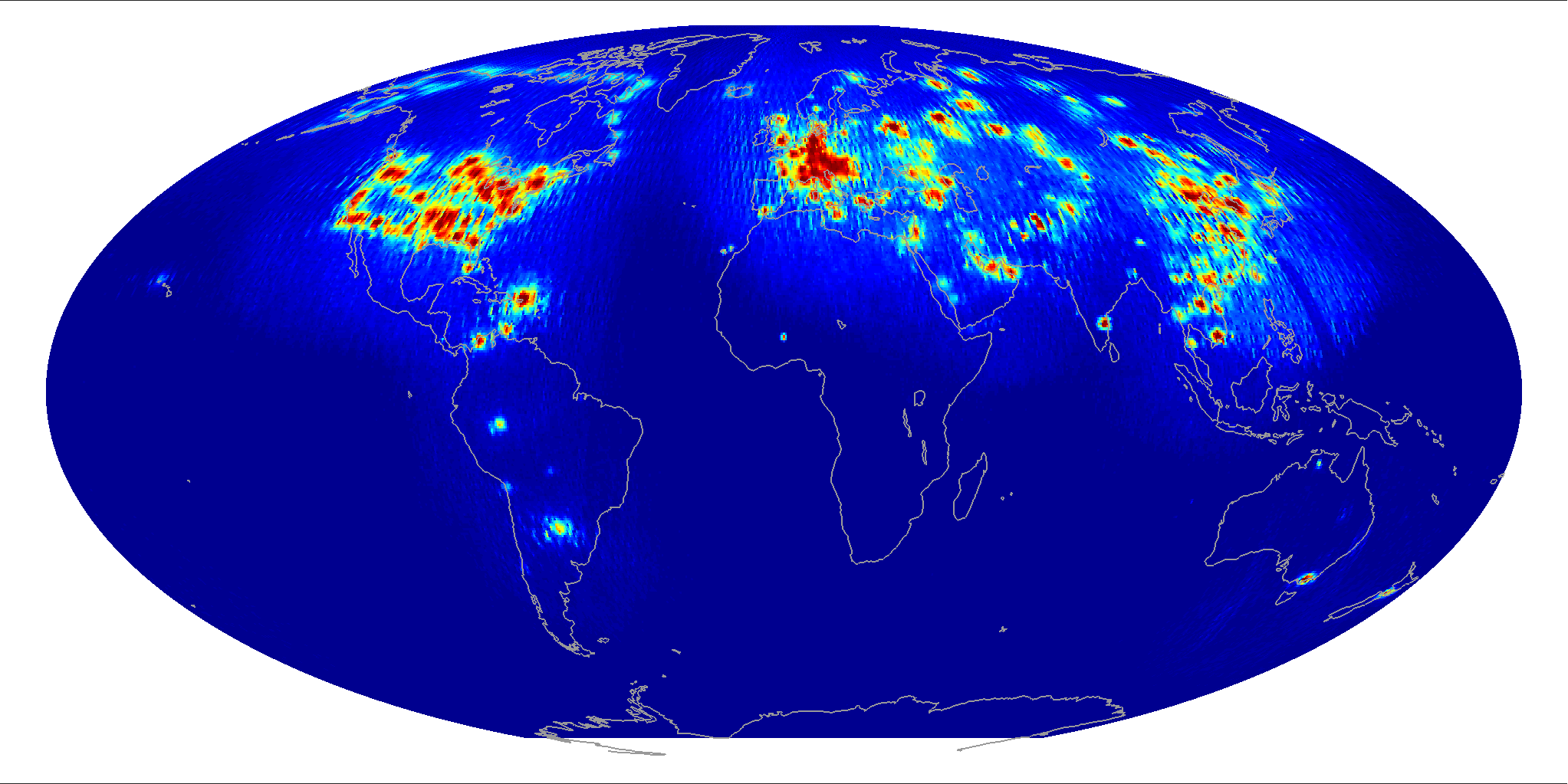 Global scatterometer percent RFI, May 2014