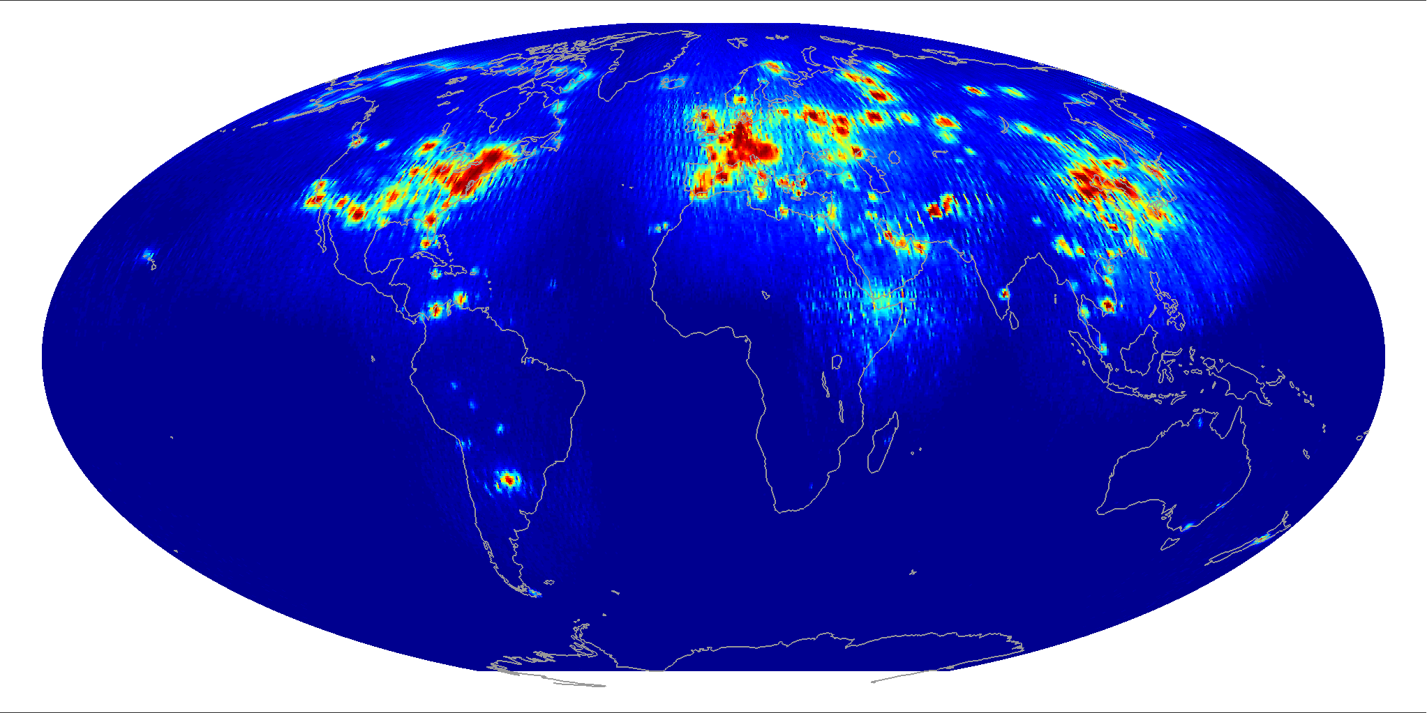 Global scatterometer percent RFI, November 2011