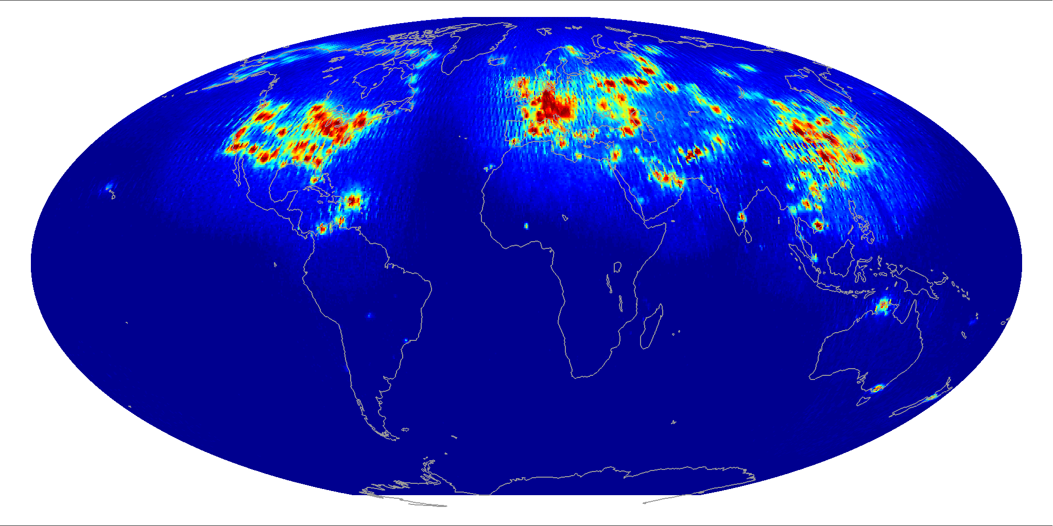 Global scatterometer percent RFI, November 2013
