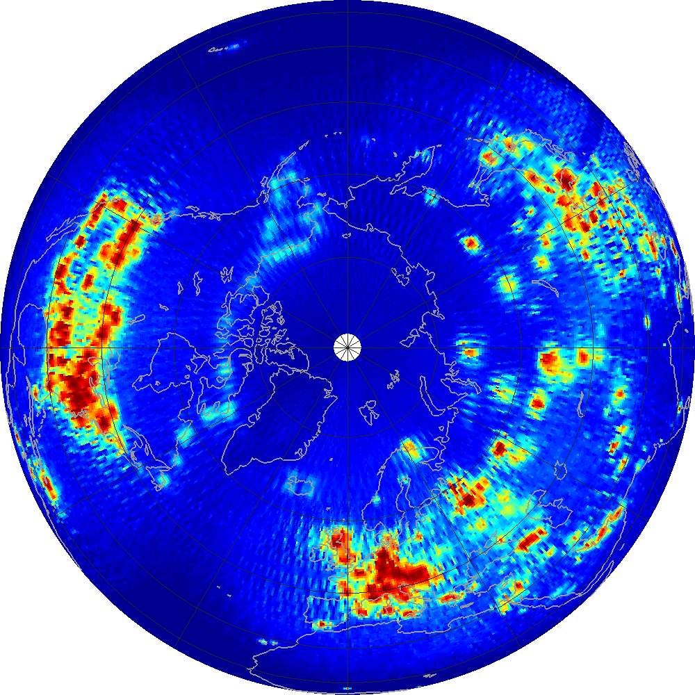 Monthly scatterometer RFI at 1.26 GHz, November 2014.