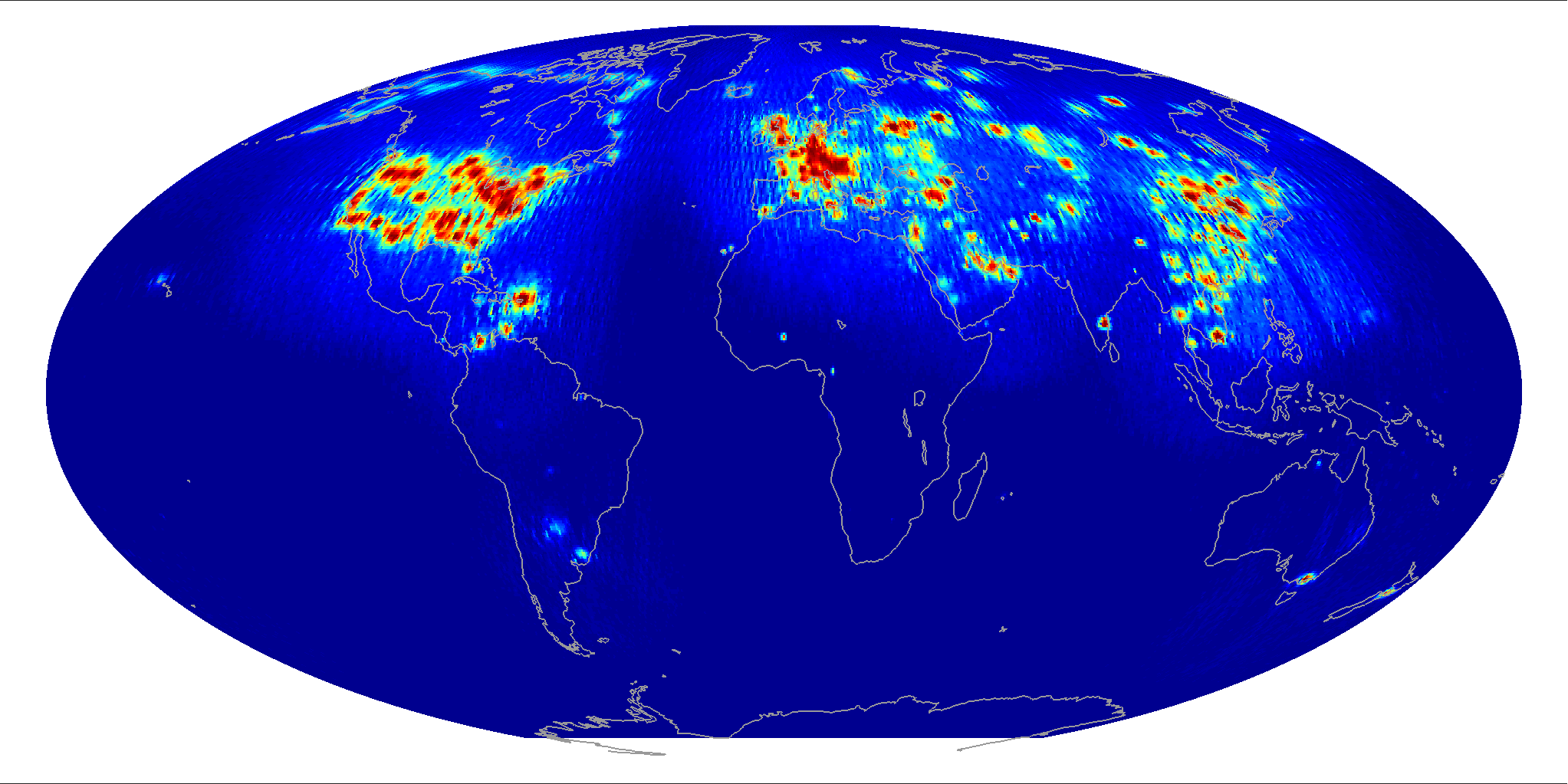 Global scatterometer percent RFI, September 2014