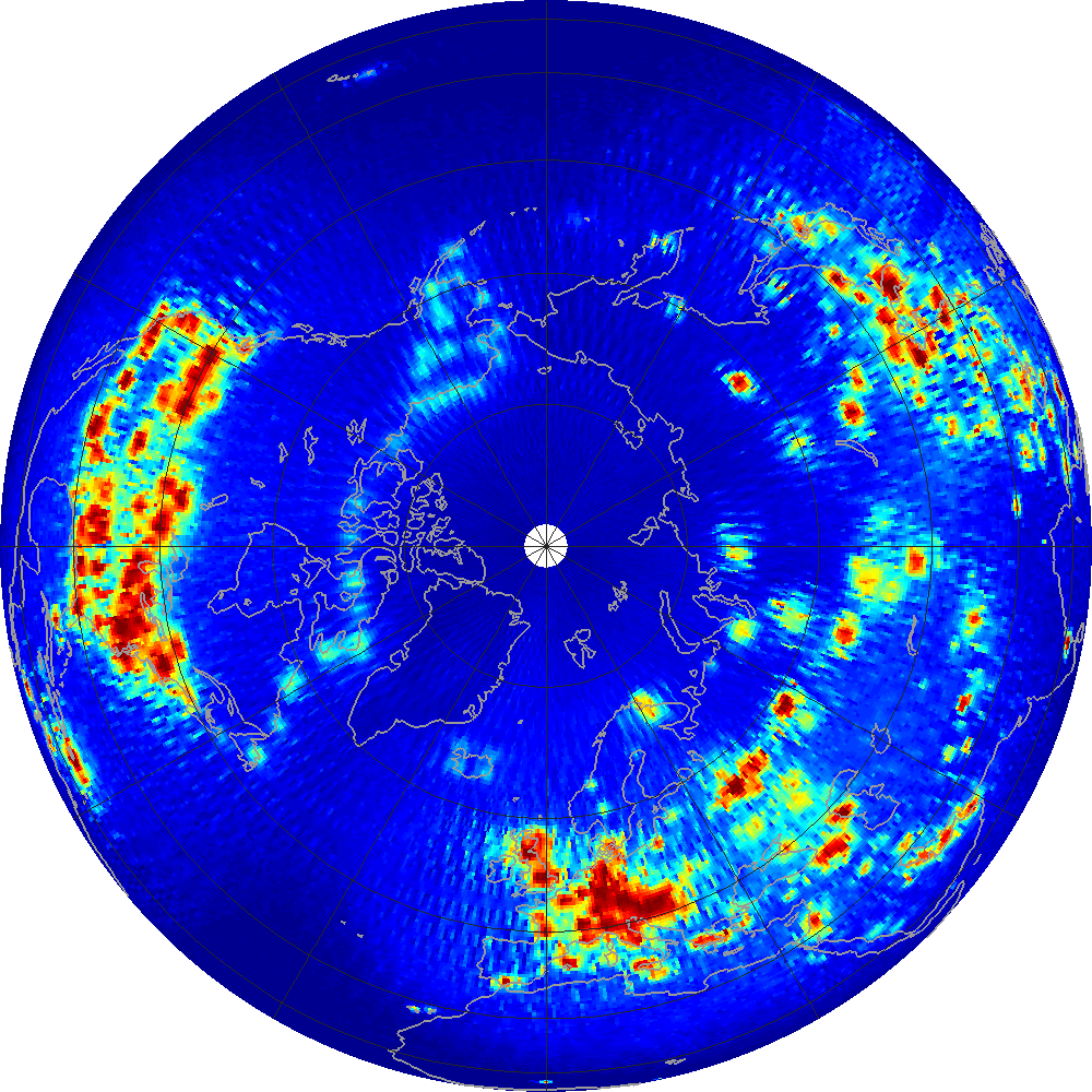Monthly scatterometer RFI at 1.26 GHz, September 2014.