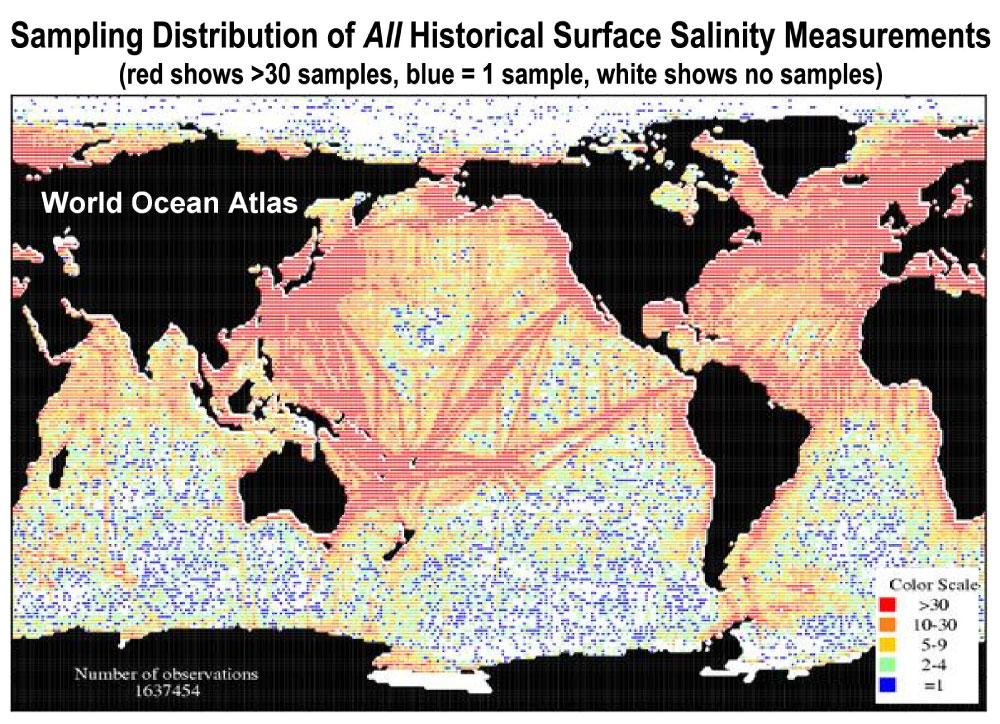 Historical surface salinity measurements
