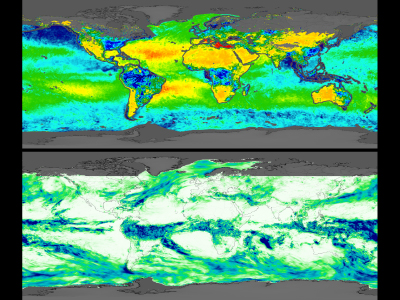 Global maps showing the relationship between precipitation, soil moisture, and salinity