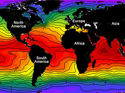 Global sea surface temperature values