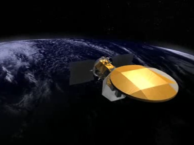 Artist depiction of the Aquarius satellite in orbit